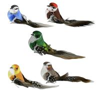 Guyode 5 Pièces Oiseaux Decoratifs Simulation Mini Décoration D'oiseau avec Clip en Métal Oiseaux Olumes Artificielles S'applique à Décoration D'oiseau Fête Chambre à Coucher de Jardin de Printemps