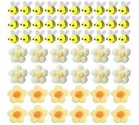 Guyode 54 Pièces Abeille Decoration Léger et Mini Inclure 30 Pièces Abeille Apparence de Dessin Animé et 24 Fleurs en Feutrine Beau Design S'applique à Magasin de Bricolage Décorations Vêtements