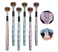 Guyode 6 Pièces Brosse a Dent à 3 Faces avec Poils Souples, Toothbrush Portables pour Voyages, Brosses à Dents Manuelles Élimine les Bactéries Procure une Haleine Fraîche Nettoyage Langue, 4 Couleurs