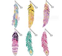 Guyode 6 Pièces Marque Page Diamond Painting, Diamond Painting Enfant Bookmark, Marque Page Plume, Diamant Peinture Plume Signet, Diamond Art Paintings Bookmark avec Pendentif Cadeau Anniversaire