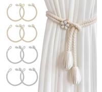 Guyode 8 Pièces Embrasse pour Rideaux en Coton Tissé à la Main, Attache Rideau et Boho Gardinenhalter, Vorhanghalter, Style Bohème, Pince Rideau pour Décoration de Maison Bureau Etc
