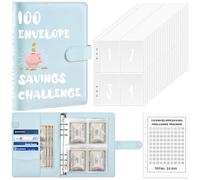 Guyode Classeur Budget, Enveloppe Budget, Carnet Budget, 100 Enveloppes de Défi D'épargne, Classeur Economie Argent, 100 Enveloppes Saving Challenge, A5 Classeur en Cuir 25 Pages Intérieures