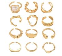 Guyode Épaisse Bijoux Femme, Superposable Bague Femme, Parure Bijoux pour Femmes, Gravée Bagues Enfant Fille, Vintage Acier Inoxydable Bijouxs pour Les Fêtes Mariages Cérémonies Remises de Diplômes