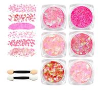 Guyode Lot de 6 paillettes pour le visage, le visage, les paillettes, le visage, les cheveux, paillettes, gel liquide, maquillage, Halloween, carnaval, rose