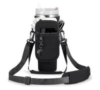 Guyode Pochette pour Bouteille d'eau, Porte Gourde pour Tasse Stanley Cup 40 oz, Sac Stanley Cup avec Bandoulière Réglable, Sac Isotherme Bouteille Compartiments Zippés, Porte Gourde Sac à Dos (Noir)