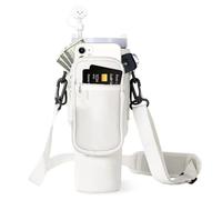 Guyode Pochette pour Bouteille D'eau, Porte Gourde pour Tasse Stanley Cup 40 oz, Sac Stanley Cup Avec Bandoulière Réglable, Sac Isotherme Bouteille Compartiments Zippés, Porte Gourde Sac à Dos (Blanc)