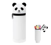 Guyode Trousse Ecole 2 en 1 en Silicone Souple Kawaii, Panda Pochette de Stylo, Étui en Silicone Souple pour L'école, Thème Panda Porte-Plume, Étui pour Fournitures Scolaires de Grande Capacité (A)