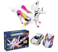 Guyode Voiture Transformable en Forme de Licorne, Collision de Jouet Licorne, Robot Enfant Déformation Automatique des Connexions Magnétiques, Transforming Car-Robot for Kids Suitable (Rose)