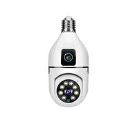GUYSGNX Caméras de sécurité, Caméra IP WiFi 8MP avec Double Objectif, Ampoule E27, Audio Bidirectionnel Et Suivi Humain par IA(1ps Cam 64GB Card)