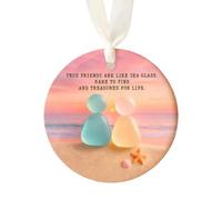 Guyship Décoration ronde en acrylique en forme de cœur permanent pour sapin de Noël, décoration en forme de cœur à suspendre pour camarade