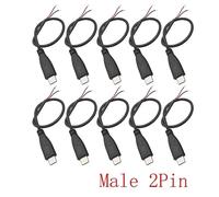 GUYTRM Lot de 10 connecteurs USB mâles noirs 5 V à 2 broches vers câble nu, extrémité ouverte, câble d'alimentation USB-C, câble de charge et de réparation, 24 AWG lingli
