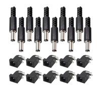 GUYTRM Lot de 10 paires de connecteurs d'alimentation CC femelles à 3 broches, 5,5 x 2,1 mm, 5,5 x 2,5 mm, mâles, for montage sur panneau lingli(10pairs DC005,2.5mm)