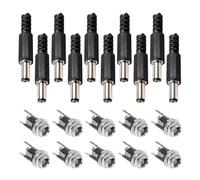 GUYTRM Lot de 10 paires de connecteurs d'alimentation CC femelles à 3 broches, 5,5 x 2,1 mm, 5,5 x 2,5 mm, mâles, for montage sur panneau lingli(10pairs DC025,2.1mm)