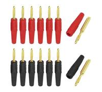 GUYTRM Lot de 20, 80 ou 400 fiches bananes mâles de 2 mm, connecteurs for câbles de haut-parleur audio, rouge et noir lingli(200 Red 200 Black)