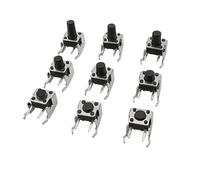 GUYTRM Lot de 20 boutons poussoirs tactiles momentanés PCB 6x6, 4 broches, interrupteur à réinitialisation automatique, angle droit, avec support, 6 x 6 x 4,3/4,5/5/6/7/7,5/8/9/10 mm lingli(6x6x8mm)