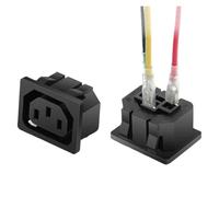 GUYTRM Lot de 5 ou 20 prises de courant universelles AC-05F noires, 10 A, 250 V, IEC320, 3 broches, C13/C14, en cuivre, for onduleur, panneau industriel lingli(20PCS)