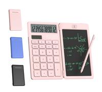 GUYUCOM Calculatrice avec Tablette d'écriture et Stylo, Fonctionne à l'énergie Solaire et Piles, Convient pour Les étudiants, Les Familles, Les Bureaux (Rose)