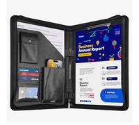 GUYUCOM Conférencier en cuir avec fermeture éclair, format A4, porte-documents de voyage, noir