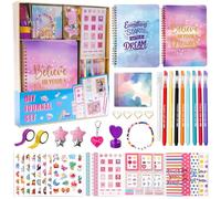 GUYUCOM Kit de Journal de Bricolage, Pack 2 Carnets avec Accessoires pour Scrapbooking - Cadeaux Anniversaire pour Filles 8, 9, 10, 11, 12 Ans - Fille Préado Carnet Loisirs Créatifs, Jolie Papeterie