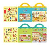 GUYUCOM Lot de 2 Autocollants 3D Réutilisables pour Enfants, Portable, Imperméable, Adaptés aux Garçons et Aux Filles de 2 Ans, Jouet Cadeau pour Enfants de 2 3 4 5 6 Ans