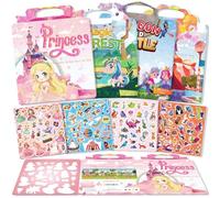 GUYUCOM Lot de 4 Autocollants pour Filles, Ensemble Exclusif au Motif de Princesse, Réutilisable, Portable et Imperméable, Jouet Cadeau pour Enfants de 2 à 6 Ans