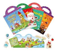 GUYUCOM Lot de 4 livres d'autocollants 3D éducatifs réutilisables, pour enfants de 2, 3, 4 ans, cadeau d'anniversaire