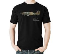 GUYUNTI Flyingraphics Aviation Themed T Shirt Hawker Hurricane Mk1 242 SQN T-Shirt Black 3XL