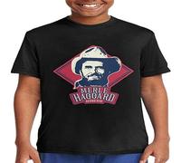 GUYUNTI Merle Haggard Logo MusicRockSinger Cotton Shirt Round Neck Short Sleeve Shirt for Teen Boys and Girls Classic Fit T-Shirt Black M