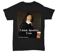 GUYUNTI Rene Descartes - I Drink, Therefore I Am T-Shirt Black S