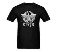 GUYUNTI SPQR Eagle Rome Latin Cool Retro T Shirt Men Funny Short Sleeve O Neck Cotton Shirt Black S