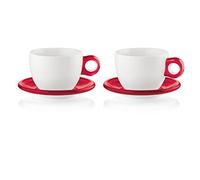 GUZZINI 27750065 Set de 2 Tasses à Petit-Déjeuner 480 CC avec sous-Tasses Rouge Transparent 12,5 x 34,5 x 23 cm