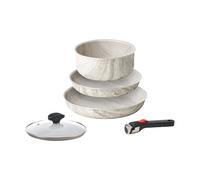 Guzzini ChefLine Marble Made in Italy - Lot de 5 pièces : 2 poêles (24 cm et 28), cafetière de 20 cm, couvercle (20 cm) et poignée amovible