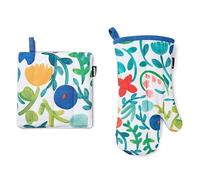 GUZZINI - Cuisine Accessoires, Set avec 1 Gant Four Anti Chaleur 32x19 + 1 Manique 20x20 en Coton Doux, Résistant et Certifié OekoTex, Accessoire Cuisine Résistant Jusqu’à 250° avec Poche et Crochet