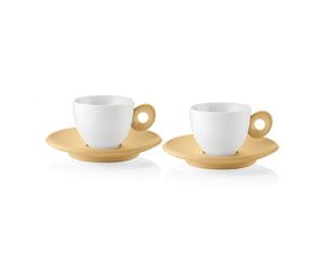 Guzzini - EVERYDAY 081700211 Set de 2 tasses à café avec soucoupe - Jaune moutarde