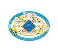Guzzini - Grand Plateau Ovale en mélamine, Couleurs variées, ''Flower&Lemon''