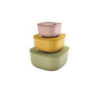 Guzzini - Kitchen Active Design, STORE&MORE BIO Lot de 3 récipients hermétiques pour réfrigérateur/congélateur/four à micro-ondes - Multicolor, 19,5 x19,5 x h9,3 cm | 450/975/1900 cc - 17072552