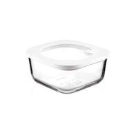 Guzzini - Kitchen Active Design, STORE&MORE GLASS, Récipient hermétique en verre pour réfrigérateur/congélateur/four à micro-ondes (M) - Transparent, 16 x 16 x h7,6 cm | 965 cc - 11330111