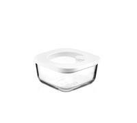 Guzzini - Kitchen Active Design, STORE&MORE GLASS, Récipient hermétique en verre pour réfrigérateur/congélateur/four à micro-ondes (S) - Transparent, 12 x 12 x h6,3 cm | 410 cc - 11330011