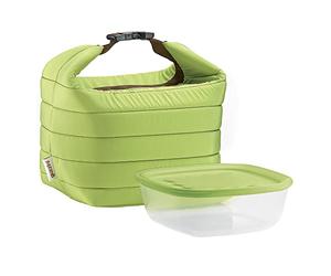 Guzzini, Petit Sac Isotherme A/Compartiment Fraicheur Handy, (Bag) 22 x 18 x h22 cm; (Container) 19,6 x 19,6 x h7 cm - 1400cc, Vert Pomme