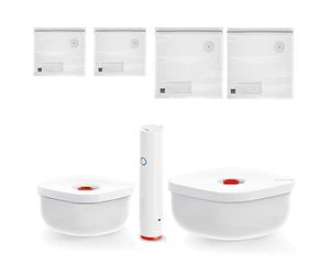 Guzzini - SAVE IT Ensemble d'Aspirateur : Contenants de 450/975 cc, Pompe, 2 Petits/2 Grands Sacs, Boîte-Cadeau - Blanc, 20 x 20 x h10 cm - 11850911