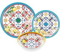 Guzzini Service de vaisselle quotidien 18 pièces, pour 6 personnes en mélamine (FLOWER & LEMON)