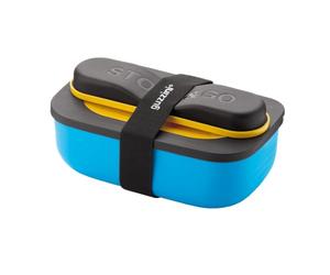 Guzzini - Store&GO, Boîte à Lunch avec Couverts de Voyage - Jaune/Bleu, 20 x 12 x h7 cm | 900ml - 171102165