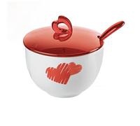 Guzzini, Sucrier Avec Cuillere Love, 12,6 x 12,6 x h9,8 cm, Rouge Transparent