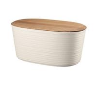 Guzzini - Tierra, Récipient à Pain en Plastique Recyclé avec Couvercle à Hacher en Bambou - Blanc Lait, 39,2 x 23,2 x h19cm, 10 lt - 179600156