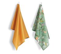 GUZZINI - Torchons de Cuisine en Coton et Lin Doux Absorbants, Torchon Cuisine et Vaisselle, Set avec 2 Serviettes Cuisine Accessoires Utiles, Chiffon Respirant Résistant avec Crochet et Lavable à 40°