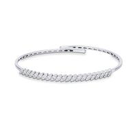 GV GIOIELLI DI VALENZA Bracelet en or blanc 18 carats semi-rigide à ressort avec diamants, diamètre 6 cm