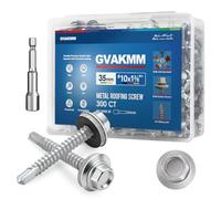 GVAKMM 300 Pzas Tornillos para Tejado de Metal Zinc, 4,8x35mm Cabeza Hexagonal Autotaladrantes para Metal a Madera, con Estuche Reciclable y Punta Magnética de 8mm