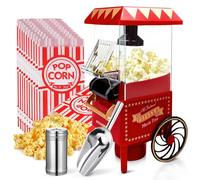 GVAKMM Machine à popcorn, kit de machine à popcorn à air chaud, boîte cadeau, machine à popcorn portable, 10 tasses, sans huile, style rétro, compacte et mignonne (rouge vintage)