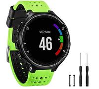 GVangel Bracelet de rechange en silicone souple compatible avec montre connectée Garmin Forerunner 220/230/235/620/630/735XT/235 Lite Unisexe, Vert citron et noir.