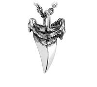 GVATS Bracelet en argent, pendentif dent de requin Hip Hop en argent sterling S925, collier pendentif en argent sterling de dent de requin for hommes (Color : Silver, Size : Single Pendant)